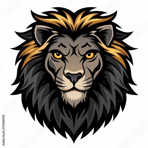 Lion Black Head Vector Illustration