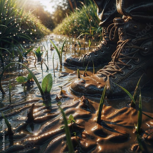 Image of boots in the mud.