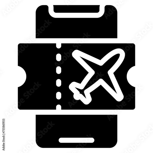 Mobile Phone Plane Ticket Icon