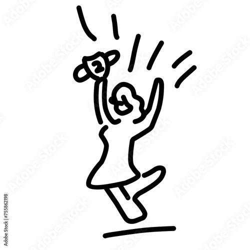 Happy line icon the icons as fun, enjoy, party, good mood, celebrate.