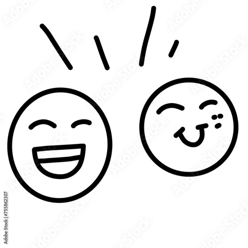 Happy line icon the icons as fun, enjoy, party, good mood, celebrate.