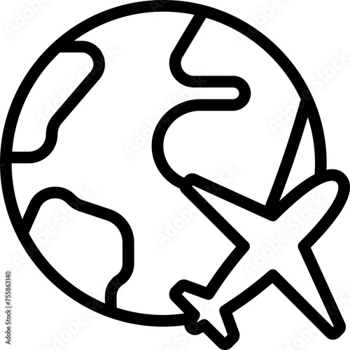 Plane On World Icon