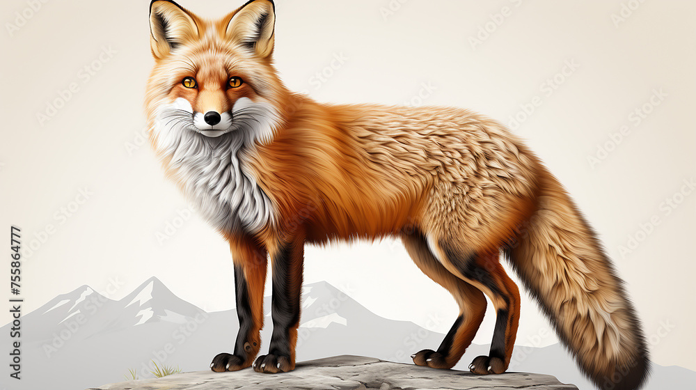 Obraz premium full body illustration of fox, generative ai