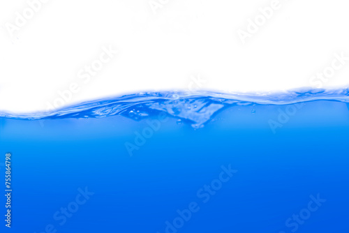 Clear water surface in a square shaped glass like a sea or a separate fish tank on a white background. © watchara