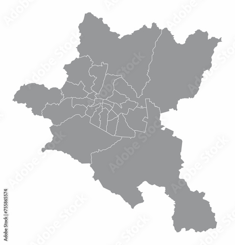 Sofia city administrative map
