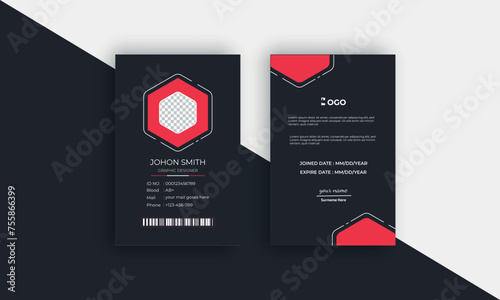 Double-sided modern creative and corporate company employee id card design template.