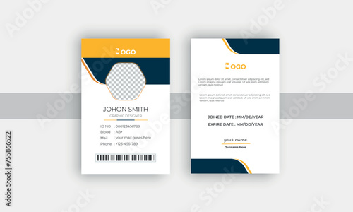 Double-sided modern creative and corporate company employee id card design template.