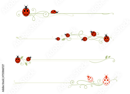 A set of lady bug themed dividers
