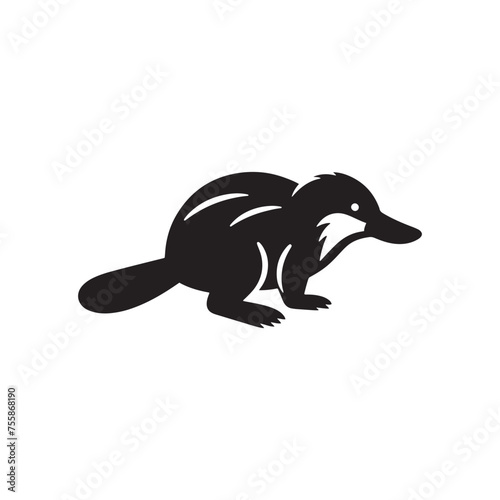 Curious Creations vector art: Vector Platypus Silhouette Collection, Minimalist Black platypus illustration.