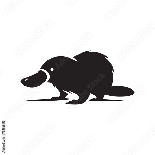 Curious Creations vector art: Vector Platypus Silhouette Collection, Minimalist Black platypus illustration.