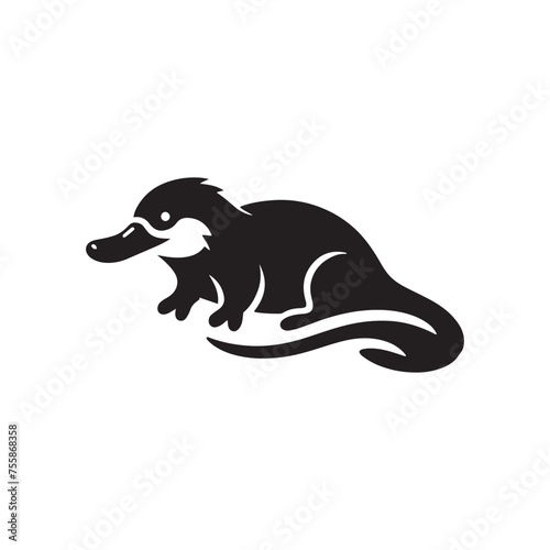 Curious Creations vector art: Vector Platypus Silhouette Collection, Minimalist Black platypus illustration.