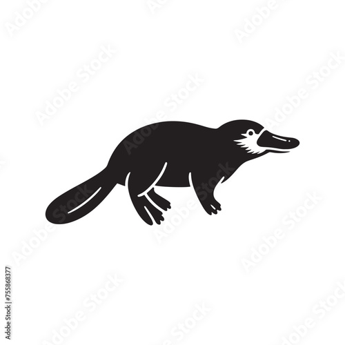 Curious Creations vector art: Vector Platypus Silhouette Collection, Minimalist Black platypus illustration.