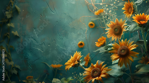 Sunflowers copy space. generative ai © Saleem
