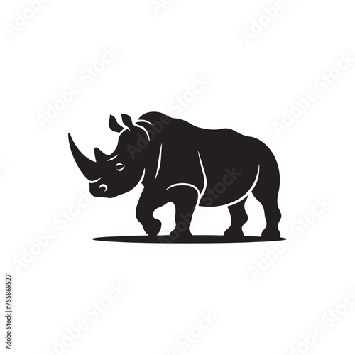Majestic Guardians vector art: Vector Rhino Silhouette, Minimalist Black rhino illustration.