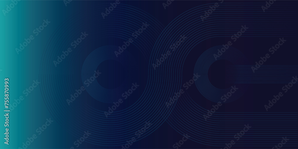 Abstract glowing circle lines on dark blue background. Geometric stripe line art design. Modern shiny blue lines. Futuristic technology concept. Horizontal banner template. Vector Abstract glowing circle lines on dark blue background. Geometric stripe line art design. Modern shiny blue lines. Futuristic technology concept. Horizontal banner template. Vector