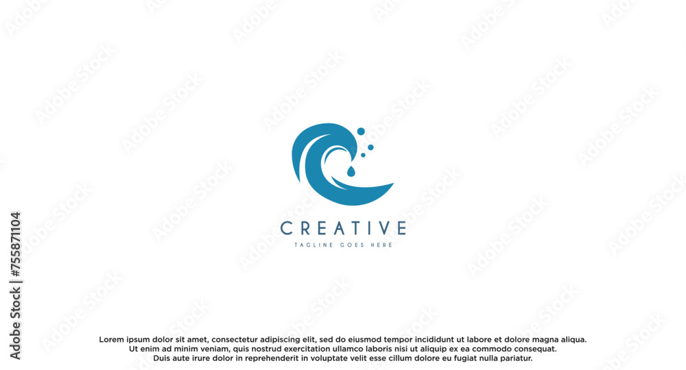 Obraz premium Simple Wave Logo isolated on Blue Background. Flat Vector Logo Design. Template Element.