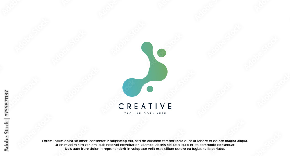 Obraz premium Technology abstract dot connection cross vector logo icon circle logotype