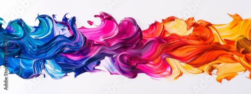 Color brush paint ribbon stroke swirl abstract splash background wave. Brush brushstroke color ribbon paint stroke flow shape wavy design paintbrush pen fluid rainbow element texture acrylic 3D line.