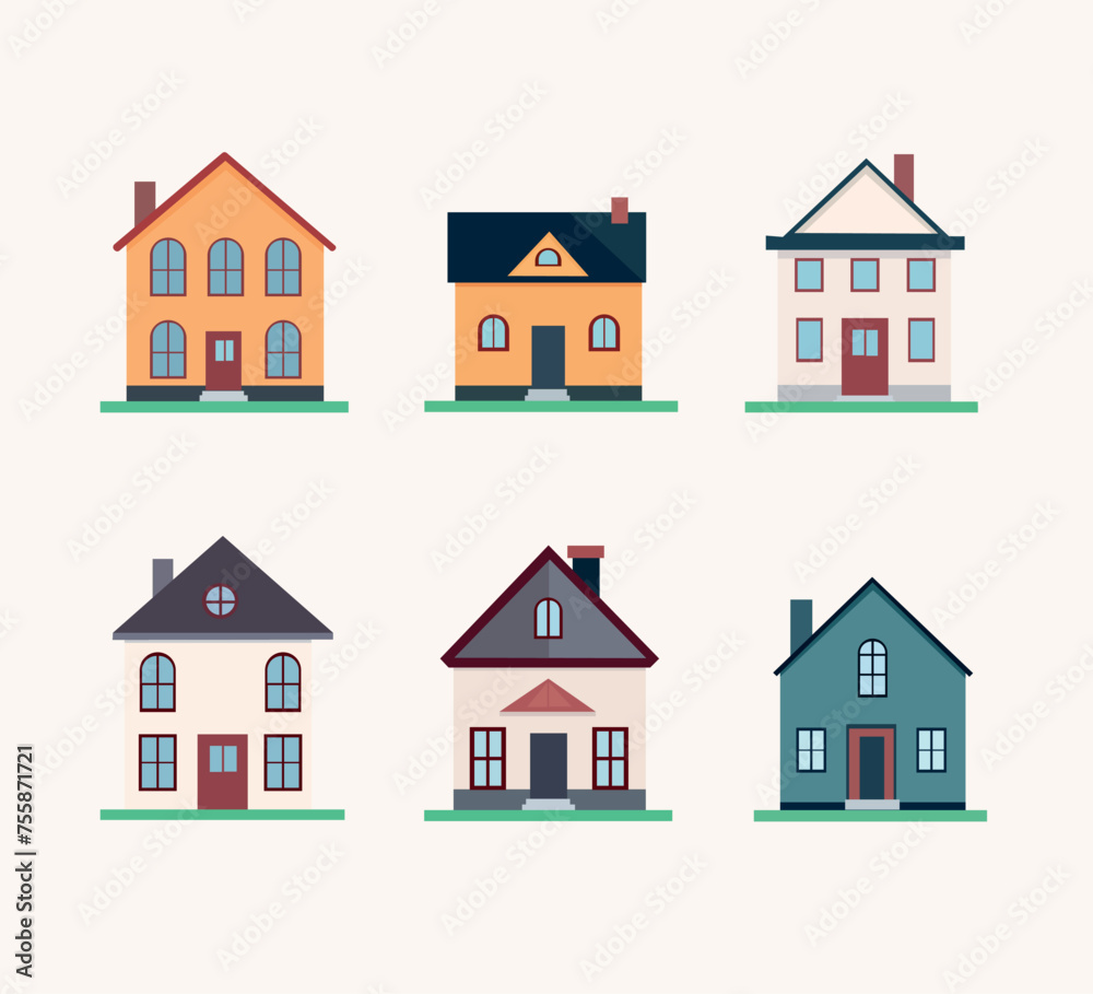 modern Flat house set vector illustration modern Flat house set vector illustration