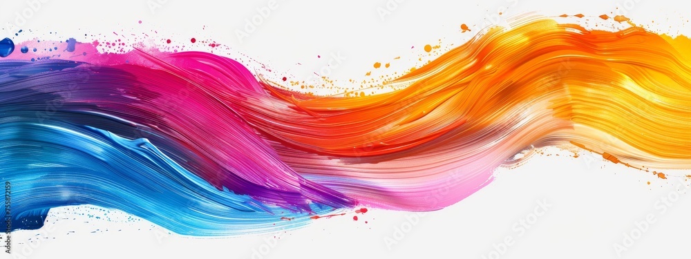 Color brush paint ribbon stroke swirl abstract splash background wave ...