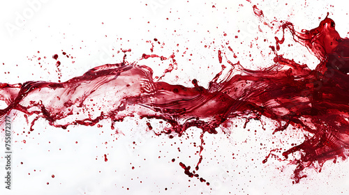 Red wine splash on white background.