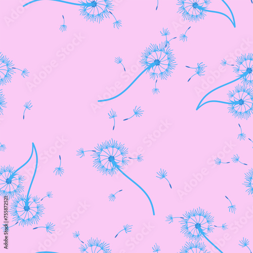 Dandelion seamless background for cover  packaging  fabric decorative design. Abstract vector design element. Floral seamless background. Abstract texture.
