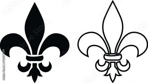 Obraz symbolic image Fluer de lis set, horizontal banner monochrome fleur de lis lily, antique monarchy symbols on transparent background, vintage decorative design elements coat of arms graphic design .
