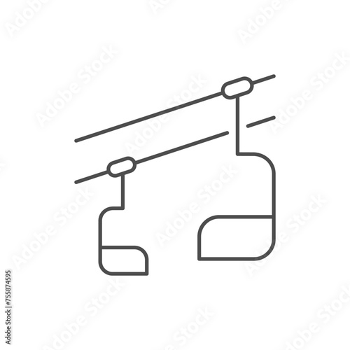 Ski chairlift line outline icon