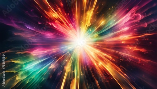 rainbow starburst  colorful light explosion