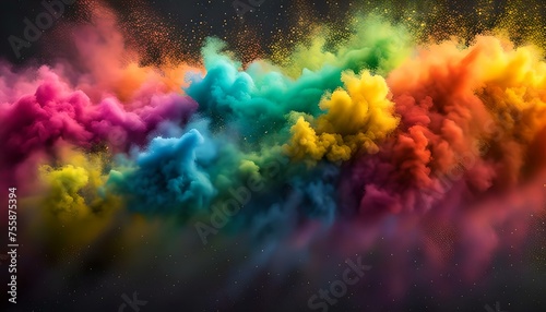 rainbow powder explosion on a black background © Michelle D. Parker