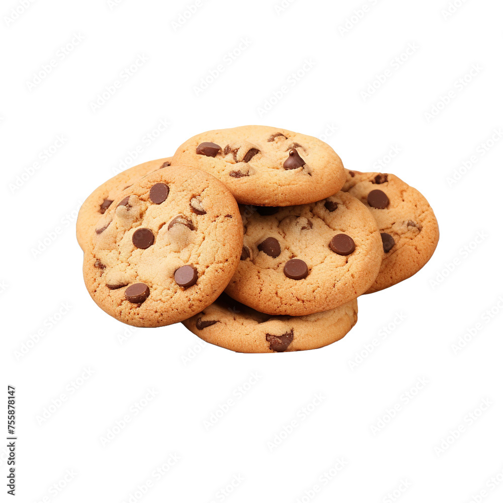Chocolate chip cookie in a plate isolated on white or transparent background Chocolate chip cookie in a plate isolated on white or transparent background