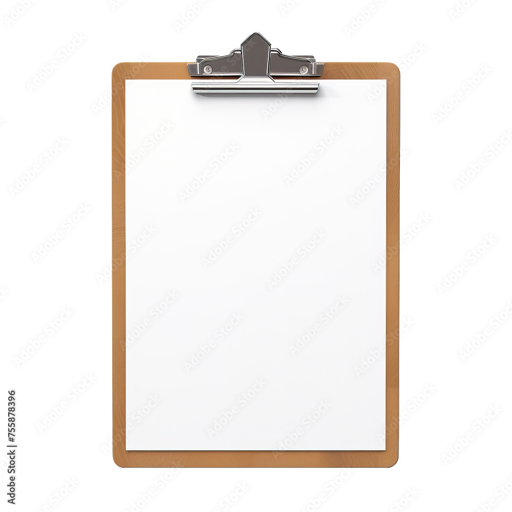 Clipboard with white paper isolated on white or transparent background Clipboard with white paper isolated on white or transparent background