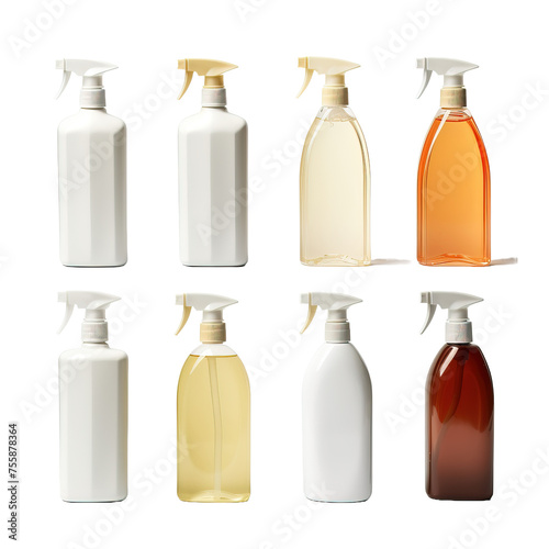 Blank cleaning product packages isolated on white or transparent background photo