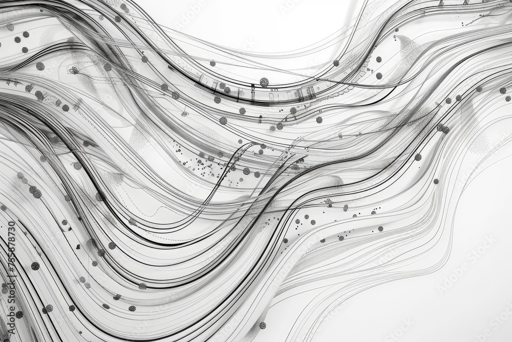 Intricate line art representing the complex flow of data. - obrazy, fototapety, plakaty 