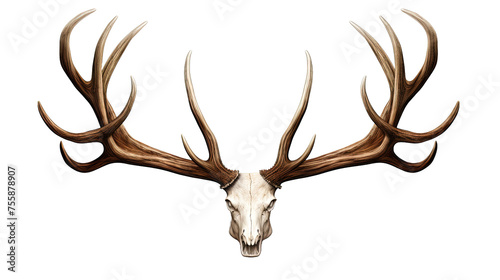Deer antlers isolated on white or transparent background