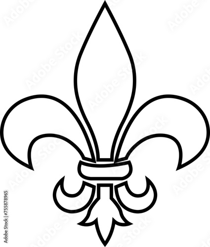 symbolic image Fluer de lis, horizontal banner monochrome fleur de lis lily, antique monarchy symbols on transparent background, vintage decorative design elements coat of arms graphic design element.