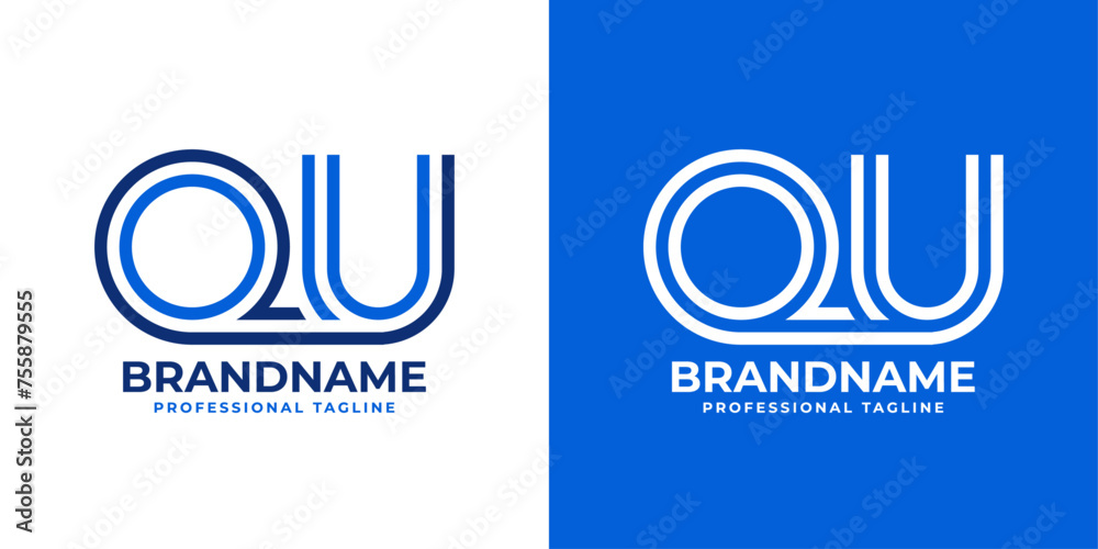 Fototapeta premium etters QU Line Monogram Logo, suitable for business with QU or UQ initials