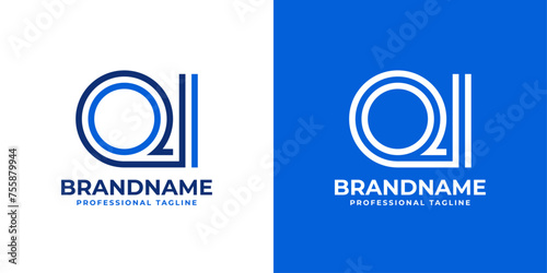Letters QI Line Monogram Logo, suitable for business with QI or IQ initials