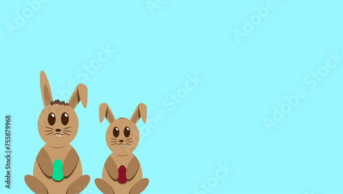 easter bunny with eggs on blue background © Sebastian