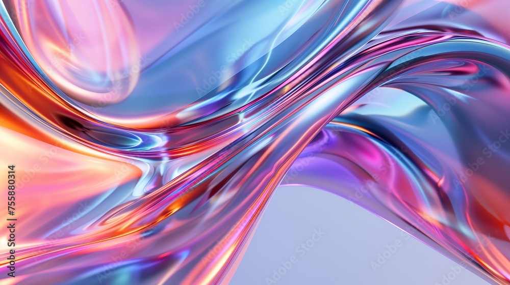 Colorful glass, holographic liquid metal background, 3D rendering, glassy texture, fluidity, abstract lines and curves, bright colors, light refraction effects. Generated by artificial intelligence. Colorful glass, holographic liquid metal background, 3D rendering, glassy texture, fluidity, abstract lines and curves, bright colors, light refraction effects. Generated by artificial intelligence.
