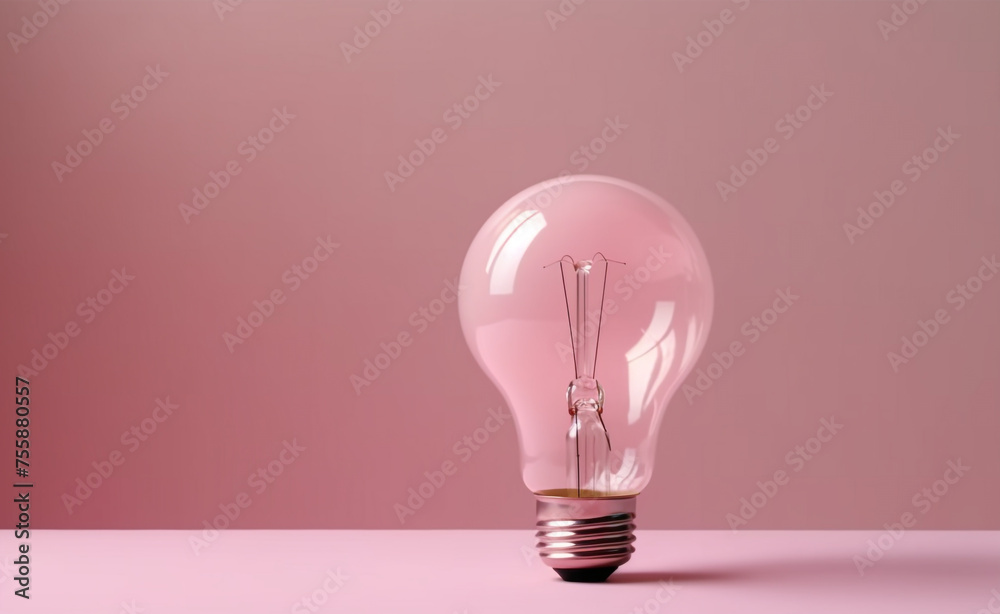 bright light bulb made, baby pink pastel background сreated with Generative Ai bright light bulb made, baby pink pastel background сreated with Generative Ai