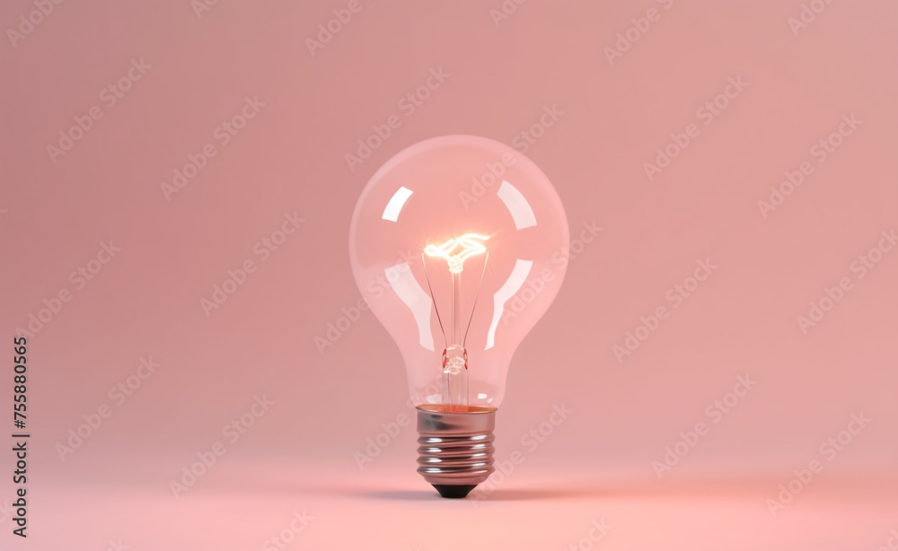 bright light bulb made, baby pink pastel background сreated with Generative Ai bright light bulb made, baby pink pastel background сreated with Generative Ai
