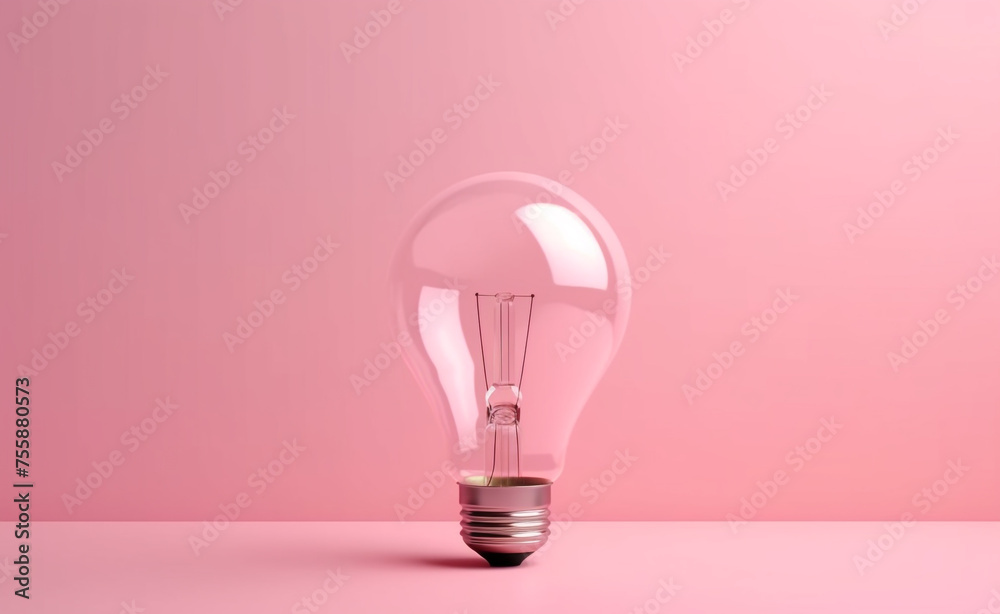 bright light bulb made, baby pink pastel background сreated with Generative Ai bright light bulb made, baby pink pastel background сreated with Generative Ai