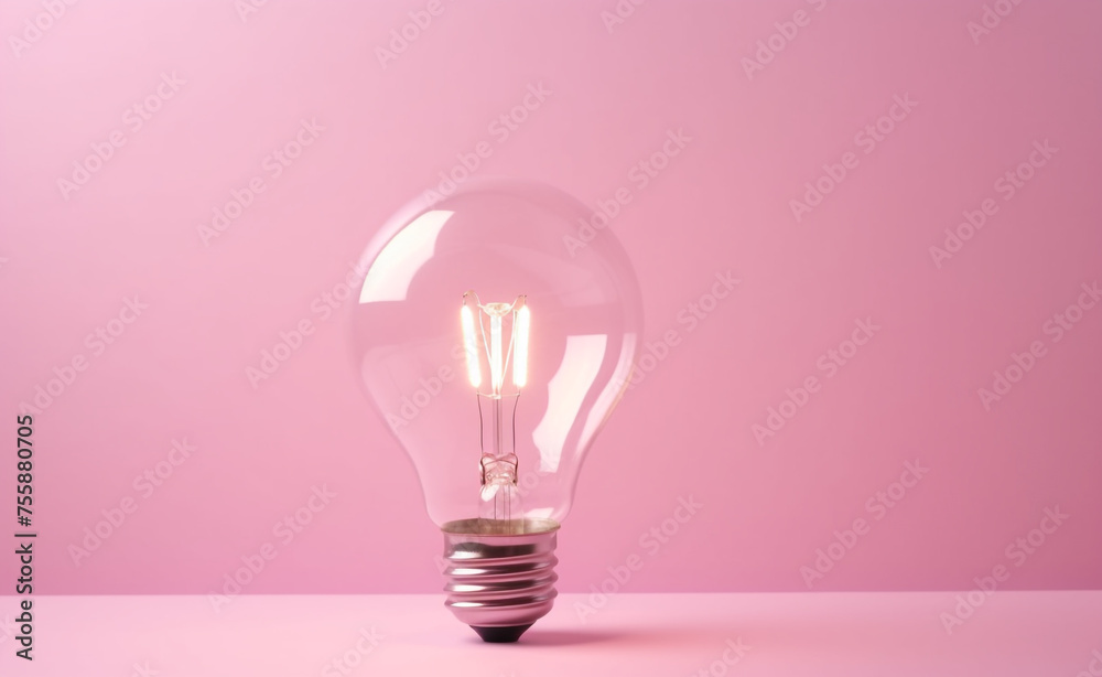 bright light bulb made, baby pink pastel background сreated with Generative Ai bright light bulb made, baby pink pastel background сreated with Generative Ai