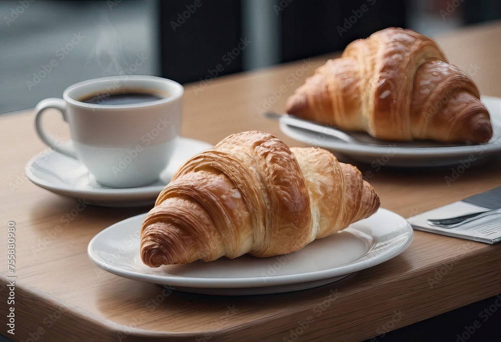 a portion of delicious croissants and a cup of coffee on the table a portion of delicious croissants and a cup of coffee on the table