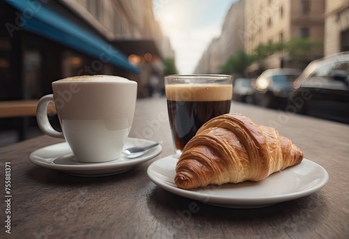 a portion of delicious croissants and a cup of coffee on the table