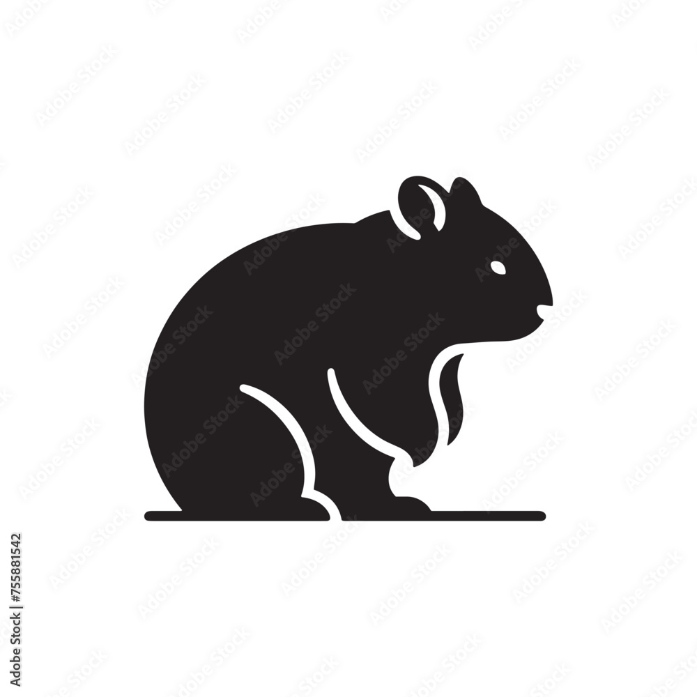 Vector Wombat Silhouette Collection for Nature-themed Designs, Minimalist Black Wombat Illustration. Vector Wombat Silhouette Collection for Nature-themed Designs, Minimalist Black Wombat Illustration.