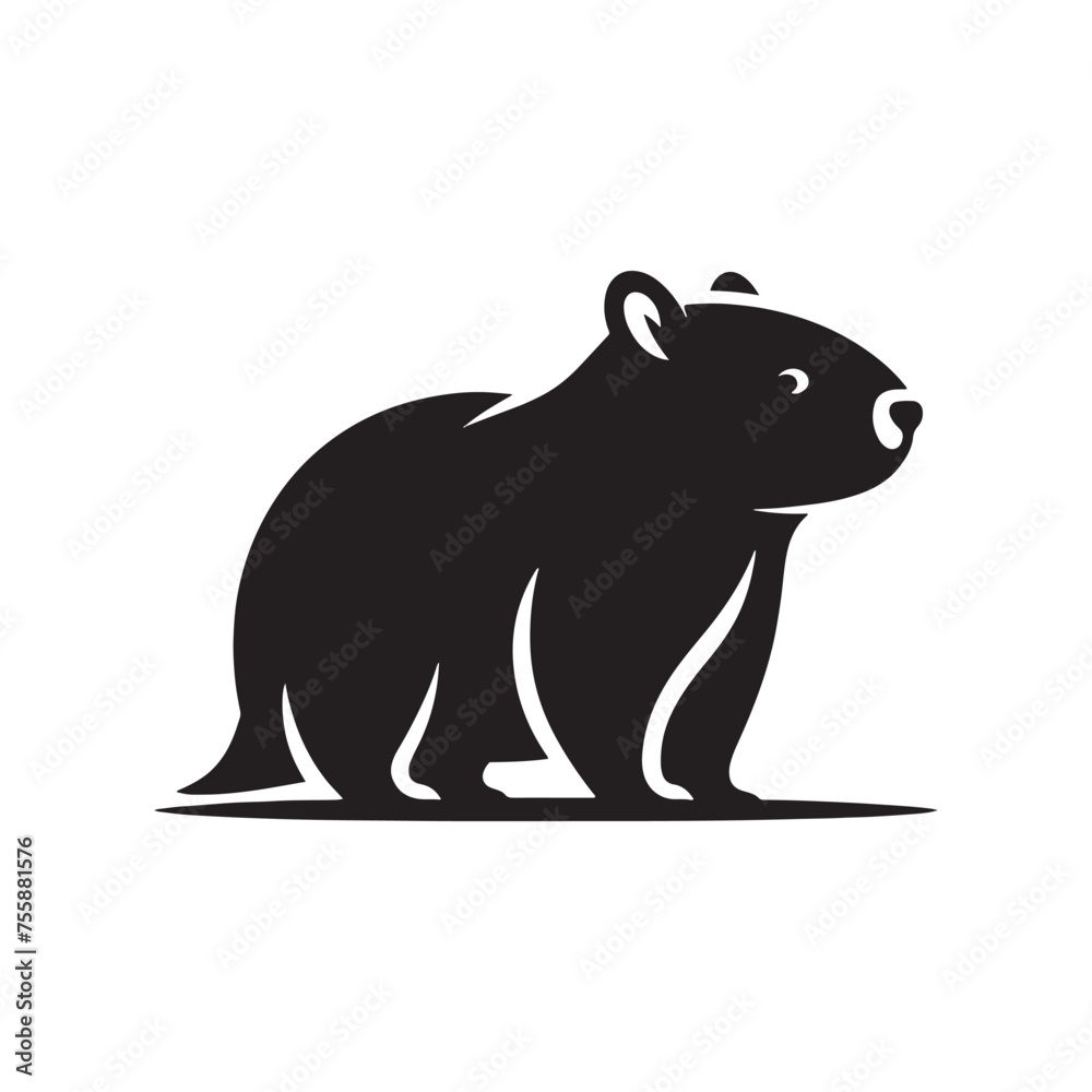 Vector Wombat Silhouette Collection for Nature-themed Designs, Minimalist Black Wombat Illustration. Vector Wombat Silhouette Collection for Nature-themed Designs, Minimalist Black Wombat Illustration.