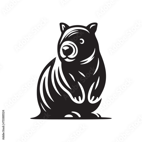 Vector Wombat Silhouette Collection for Nature-themed Designs  Minimalist Black Wombat Illustration.