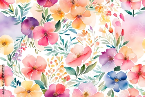 background with flowers, Immerse yourself in a world of whimsy and delight with a watercolor festive background adorned with vibrant flowers © SANA